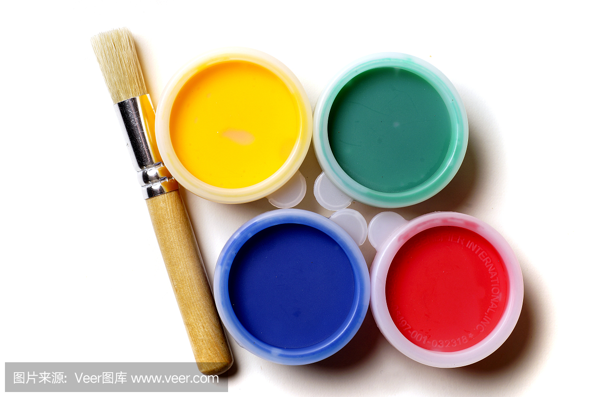 儿童油漆设置孤立的白色